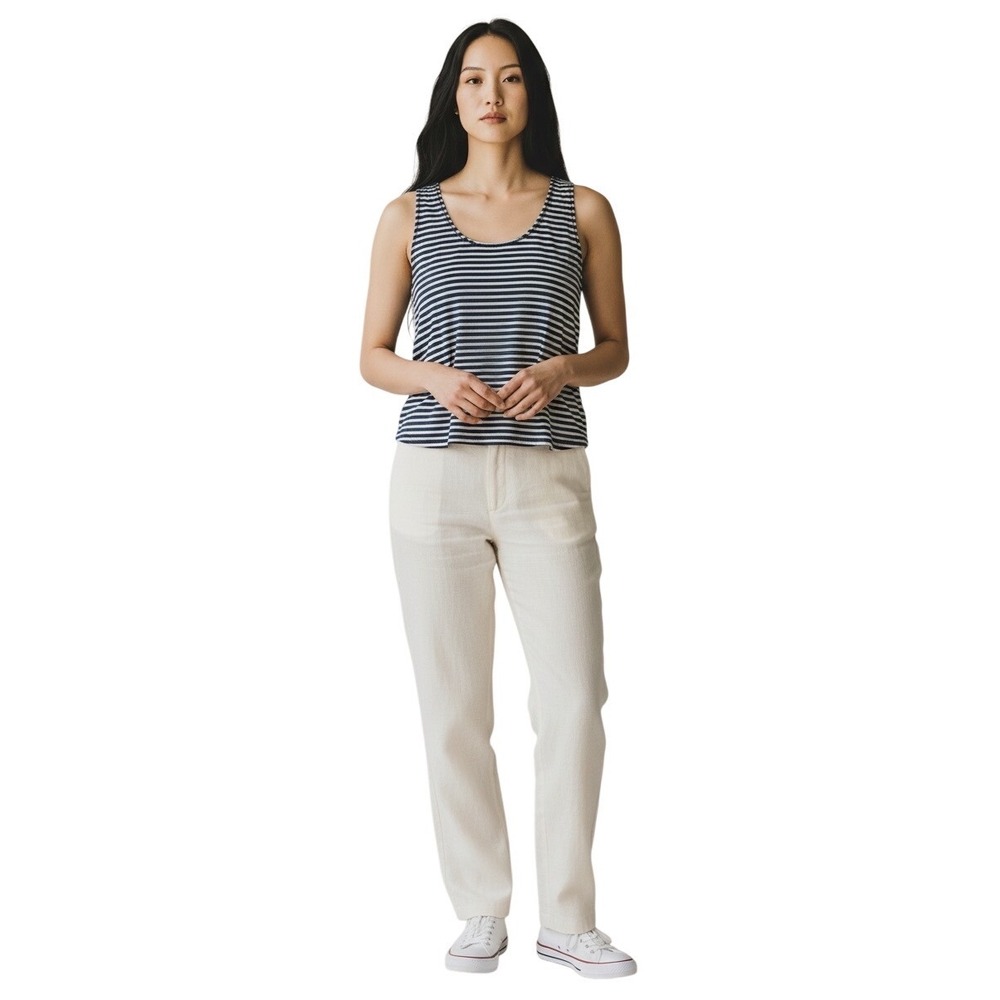 Athleta Essence Navy Gray Striped Tank Top‎ Racerback Athletic Casual Womens XS